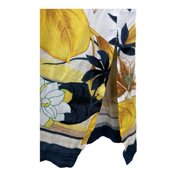 Chico's Tropical Ruana Wrap Size S/M Lightweight Kimono Sleeves Yellow Navy - Picture 4 of 8